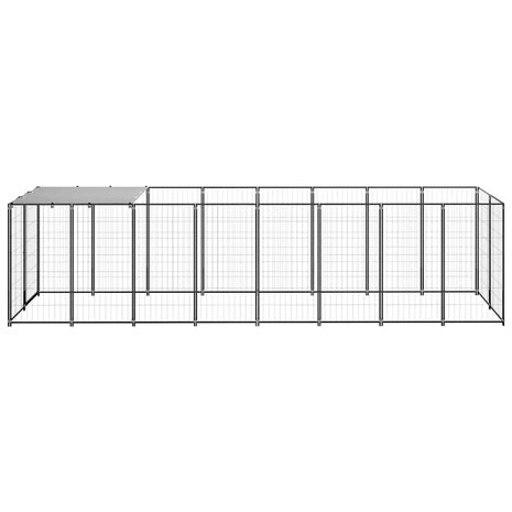 Hondenkennel 4,84 m&sup2; staal zwart 4