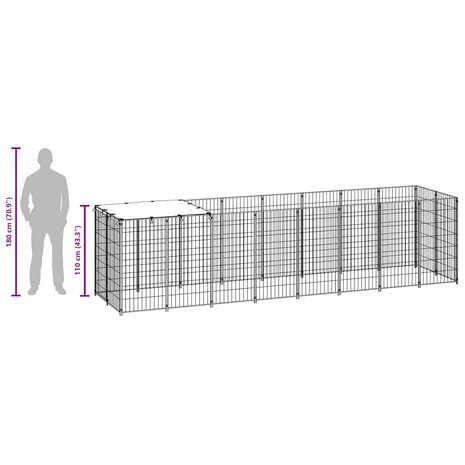 Hondenkennel 4,84 m&sup2; staal zwart 9