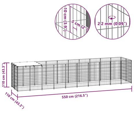 Hondenkennel 6,05 m&sup2; staal zwart 8