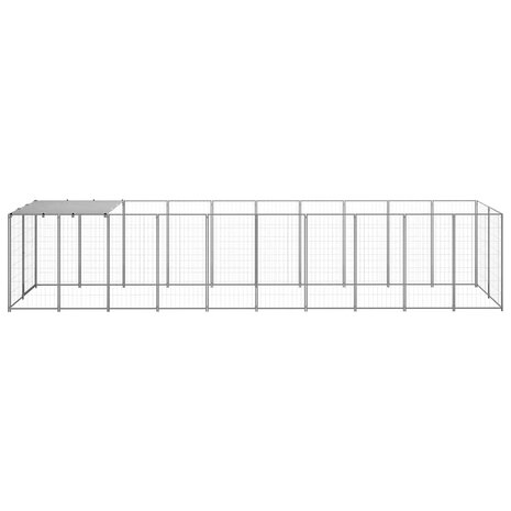 Hondenkennel 6,05 m&sup2; staal zilverkleurig 4