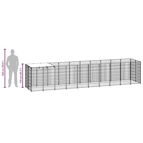 Hondenkennel 6,05 m&sup2; staal zilverkleurig 9