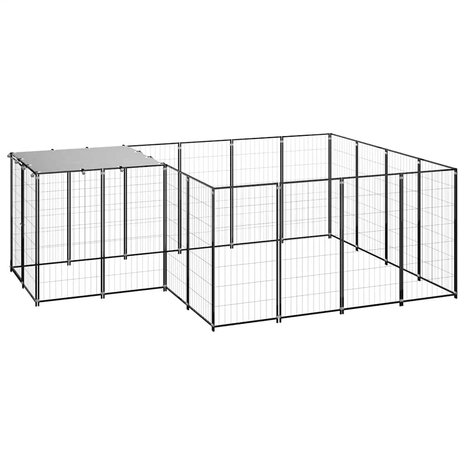 Hondenkennel 6,05 m&sup2; staal zwart 2
