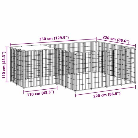Hondenkennel 6,05 m&sup2; staal zwart 7