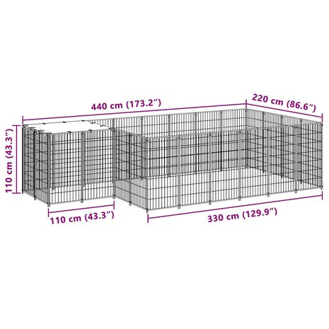 Hondenkennel 8,47 m&sup2; staal zwart 7