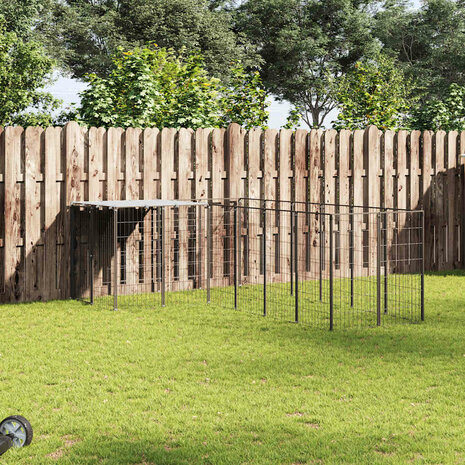Hondenkennel 4,84 m&sup2; staal zwart 1