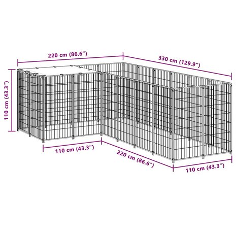 Hondenkennel 4,84 m&sup2; staal zwart 7