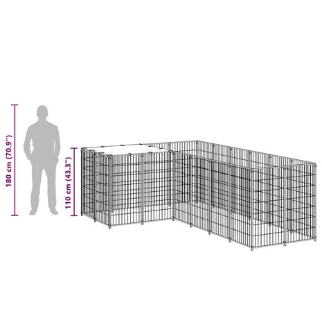 Hondenkennel 4,84 m&sup2; staal zwart 8