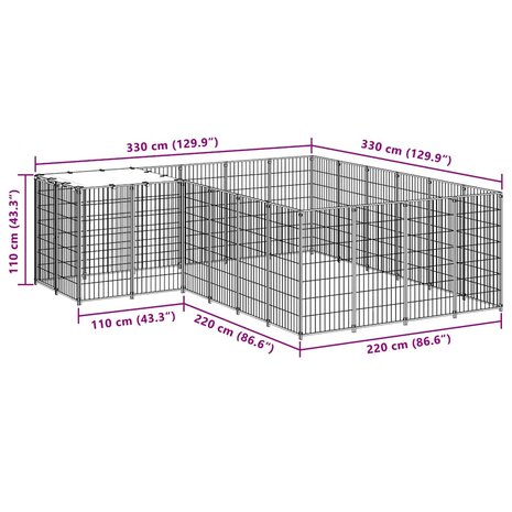 Hondenkennel 8,47 m&sup2; staal zwart 7