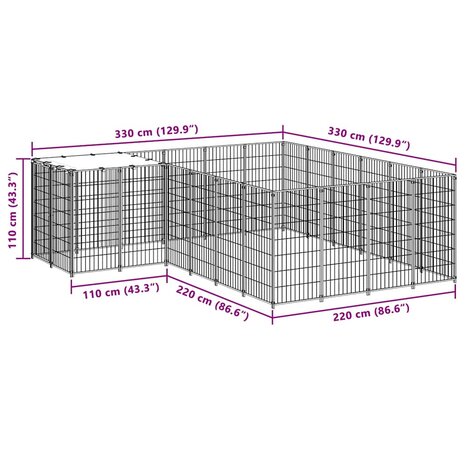 Hondenkennel 8,47 m&sup2; staal zilverkleurig 7