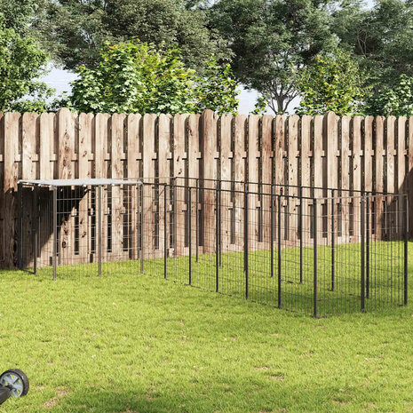Hondenkennel 6,05 m&sup2; staal zwart 1