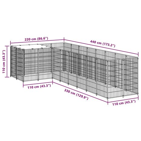 Hondenkennel 6,05 m&sup2; staal zwart 7