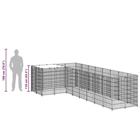 Hondenkennel 6,05 m&sup2; staal zwart 8