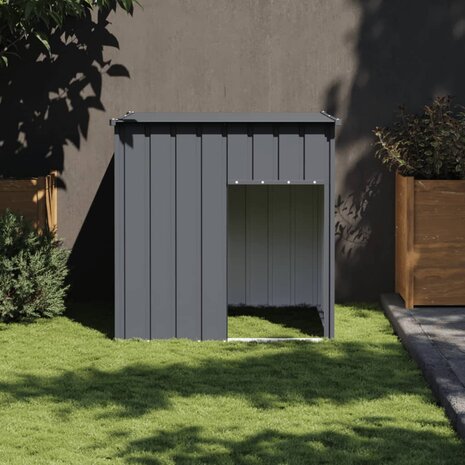 Hondenhok met dak antraciet 110x103x109 cm gegalvaniseerd staal 1