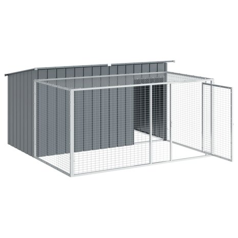 Hondenhok met ren antraciet 197x194x110 cm gegalvaniseerd staal 4