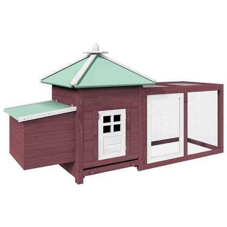 Kippenhok met nestkast 190x72x102 massief vurenhout mokkakleur 2