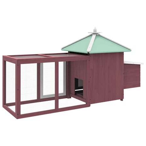 Kippenhok met nestkast 190x72x102 massief vurenhout mokkakleur 6