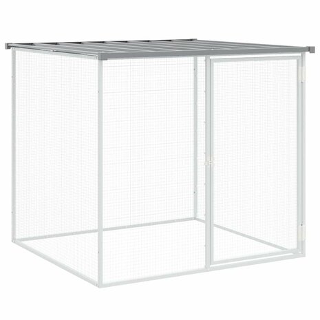 Kippenhok met dak 103x98x90 cm gegalvaniseerd staal lichtgrijs 2