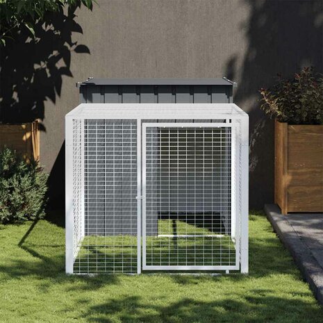 Kippenhok met ren antraciet 110x201x110 cm gegalvaniseerd staal 1
