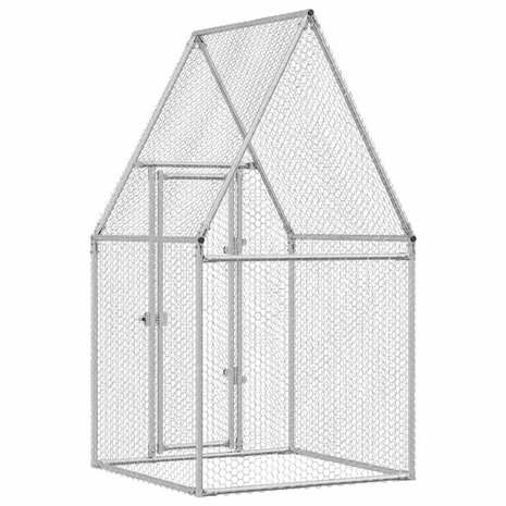 Kippenhok 100x100x190 cm gegalvaniseerd staal zilverkleurig 7