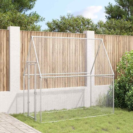 Kippenhok 200x100x190 cm gegalvaniseerd staal zilverkleurig 3