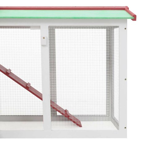 Konijnenhok voor buiten groot 145x45x84 cm hout rood en wit 5