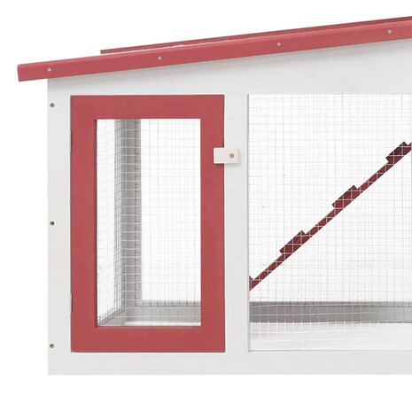 Konijnenhok voor buiten groot 201x45x85 cm hout rood en wit 5