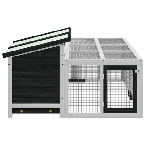 Konijnenhok 144x123x67,5 cm massief grenenhout grijs 8