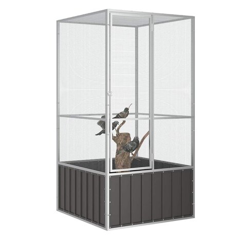 Vogelkooi 111x107x211,5 cm gegalvaniseerd staal antracietkleur 2