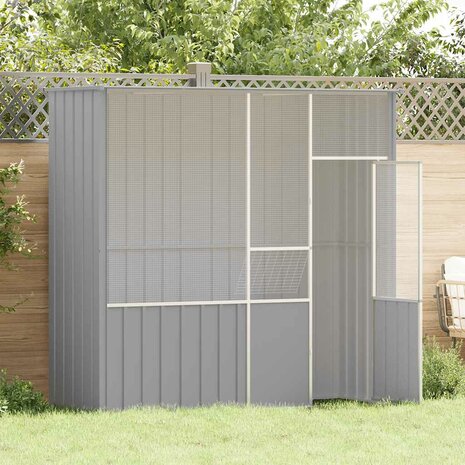 Vogelkooi 215x78x200 cm gegalvaniseerd staal grijs 1
