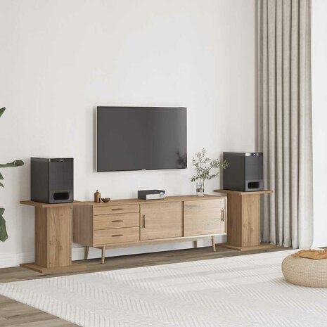 Speakerstandaards 2 st 30x30x40 cm hout artisanaal eikenkleurig 1