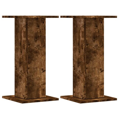 Speakerstandaards 2 st 30x30x60 cm bewerkt hout gerookt eiken 2