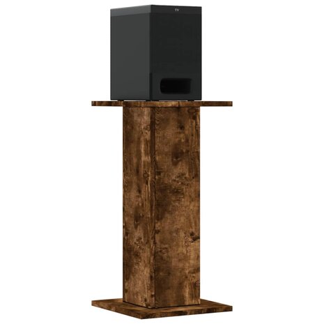 Speakerstandaards 2 st 30x30x60 cm bewerkt hout gerookt eiken 7