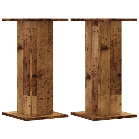 Speakerstandaards 2 st 30x30x60 cm bewerkt hout oud houtkleurig 2