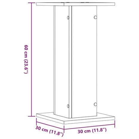 Speakerstandaards 2 st 30x30x60 cm bewerkt hout oud houtkleurig 9
