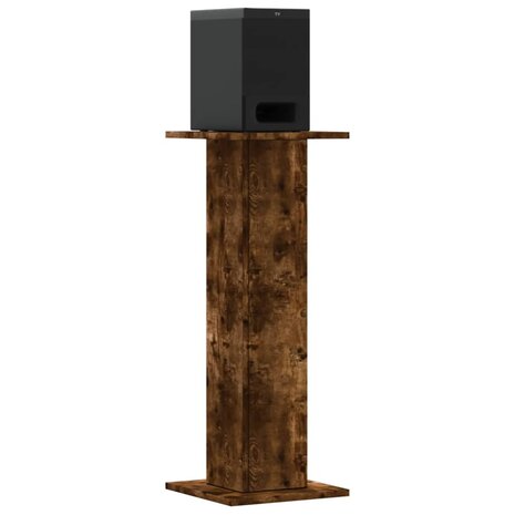 Speakerstandaards 2 st 30x30x80 cm bewerkt hout gerookt eiken 7