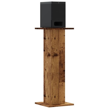 Speakerstandaards 2 st 30x30x80 cm bewerkt hout oud houtkleurig 7