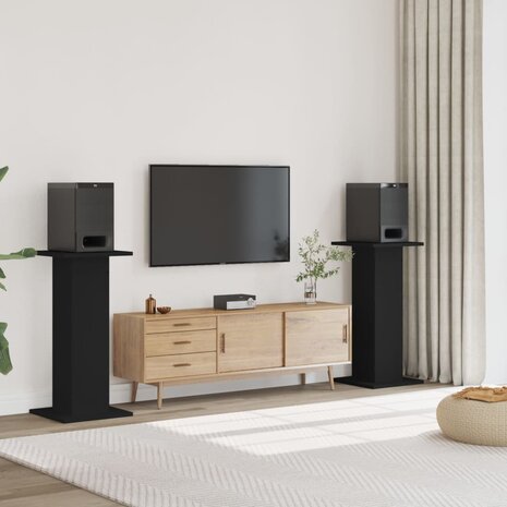 Speakerstandaards 2 st 30x30x95 cm bewerkt hout zwart 1