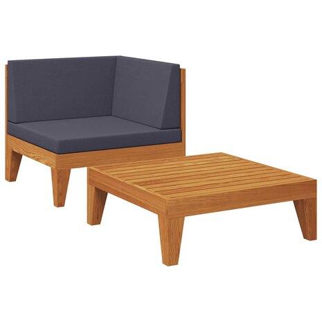 2-delige Loungeset met kussens massief acaciahout 2
