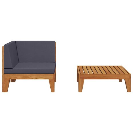 2-delige Loungeset met kussens massief acaciahout 4