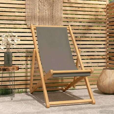 Strandstoel Taupe Massief Teakhout 1