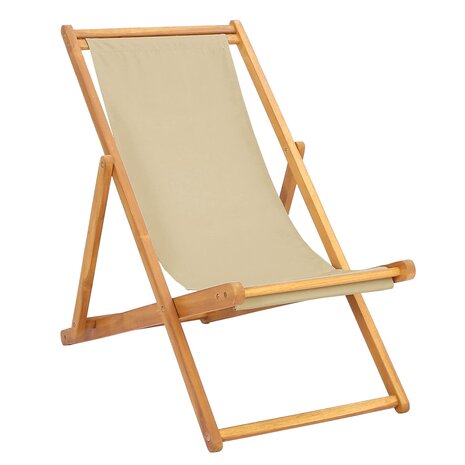 Strandstoel Beige Massief Teakhout 2