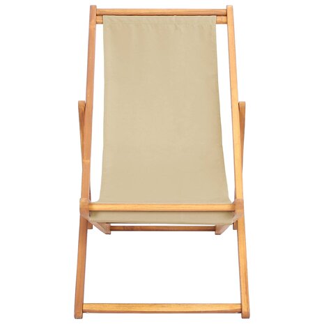 Strandstoel Beige Massief Teakhout 3