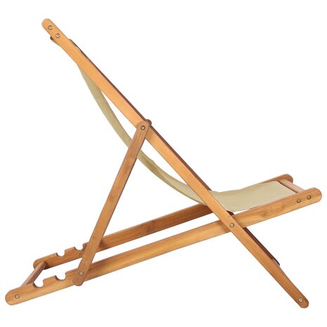 Strandstoel Beige Massief Teakhout 4