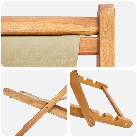 Strandstoel Beige Massief Teakhout 6