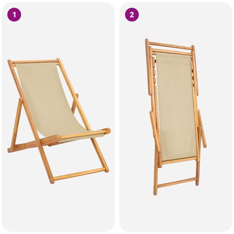 Strandstoel Beige Massief Teakhout 7