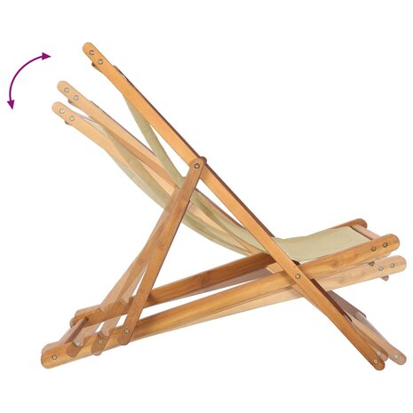 Strandstoel Beige Massief Teakhout 8