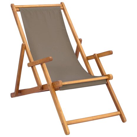 Strandstoel Taupe Massief Teakhout 2