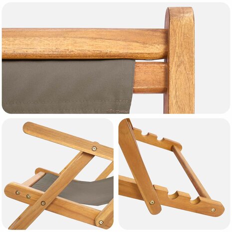 Strandstoel Taupe Massief Teakhout 6