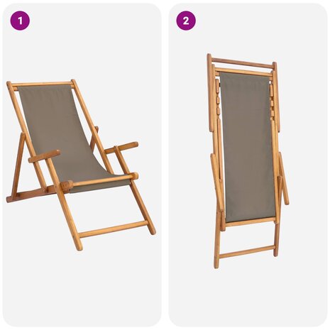 Strandstoel Taupe Massief Teakhout 7