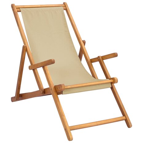 Strandstoel Beige Massief Teakhout 2